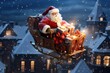 Santa Claus Delivering Joy and Gifts in a Festive Sleigh Ride Generative AI