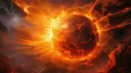 Wall Mural - a brilliant blinding cobalthued fireball engulfs its dread enemy to the sound of sizzling and crackl