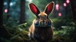 A close-up high-resolution image of a cute rabbit in a beautiful forest.