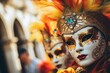 Venetian carnival elegance, ornate mask with feathers, cultural celebration, ornamental masquerade