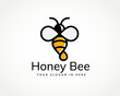 simple flying bee with drop honey logo design template illustration inspiration