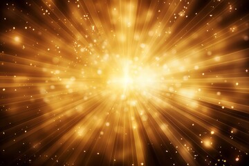 Wall Mural - Shining Gold Stars Background with Light Rays, Abstract light background with bokeh
