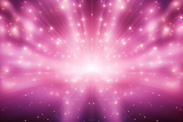 Wall Mural - Shining Pink Stars Background with Light Rays, Abstract light background with bokeh
