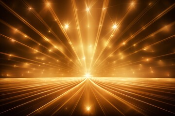 Wall Mural - Shining Gold Stars Background with Light Rays, Abstract light background with bokeh
