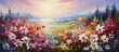 midst of a picturesque summer garden the floral designs of natures beauty blossomed with vibrant colored flowers lush green grass and leaves painting a stunning landscape bathed warm glow of
