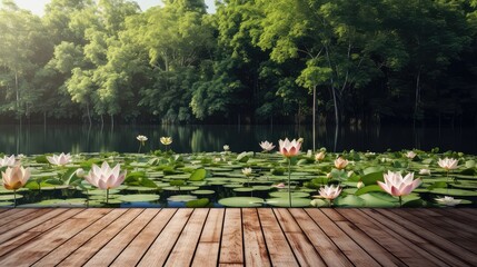 Canvas Print - bridge season wood wallpaper wooden illustration en water, summer environment, beautiful natural bridge season wood wallpaper wooden