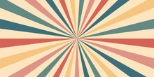 Carnival Or Circus Retro Background, Sunlight Vintage Rays Layout With Sunbeam Burst, Vector Poster. Funfair Carnival Radial Stripes Of Sunbeam Rays, Colorful Pinwheel Pattern Background For Circus