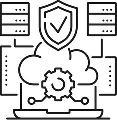 Aufkleber - Data engineer or IT specialist icon of digital business, web and internet development, line vector. Data software engineer or web engineering specialist pictogram in thin outline of server cloud