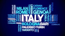 Italy Animated Word Cloud;text Design Animation Tag Kinetic Typography Seamless Loop.