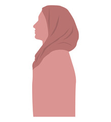 Wall Mural - Silhouette of Muslim woman on white background