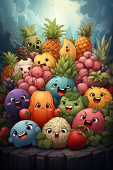 Sticker - Cute fruit cartoon character