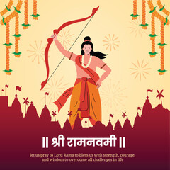 Canvas Print - happy ram navami hindu festival greeting vector