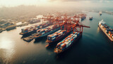 Maritime Jigsaw: Aerial Mosaic of Docked Containers, Generative AI