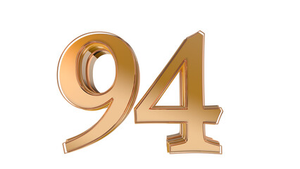 Sticker - Gold glossy 3d number 94