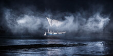 Sailors' Ship In Fog At The Villajoyosa Landing