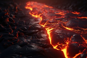 Wall Mural - Lava was in the cracks of the earth to view the texture of the glow of volcanic magma in the cracks.