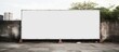 Construction site fence with a blank white banner for advertising Copy space image Place for adding text or design