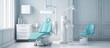 Empty dentist cabinet with white oral treatment equipment Modern medical chair Concept of interiors Copy space image Place for adding text or design