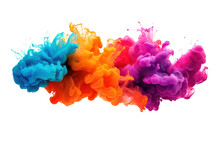 Color Paint Splash Ink Cloud Liquid In Water Isolated On Transparent Background.