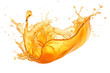 Orange juice splash isolated on transparent background.