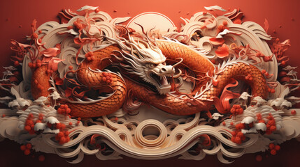 The 3D majestic Chinese dragon totem, Chinese zodiac signs