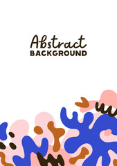 Leinwandbilder - Abstract background, modern card design with fluid geometric shapes, trendy elements in minimalist style. Poster template, random natural organic flowing forms, blobs. Flat vector illustration