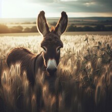 Donkey In The Field Animal Background