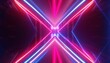 symmetrical curve abstract neon background with ascending pink blue red glowing lines,Generater by AI 