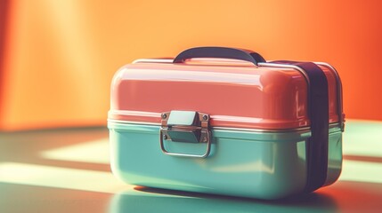 Canvas Print - A colorful lunch box sitting on a table, AI