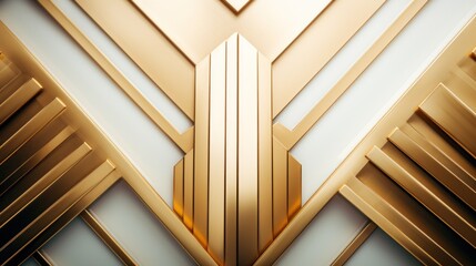 Wall Mural - golden art deco style background with geometric shapes, ai