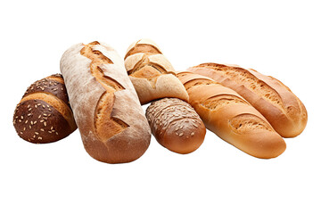 Set Closeup of fresh bread isolated on white background