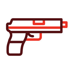 Pistol Thick Line Two Colors Icon Design