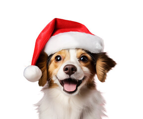 Wall Mural - Dog wearing santa claus hat