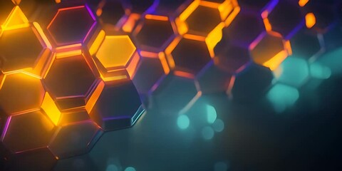 Abstract Hexagonal background with Radiant Lights, Business Technology Background