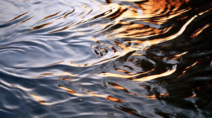 Wall Mural - rippled water surface with golden evening sunlight colours