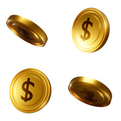 Gold Coins set PNG. Transparent background