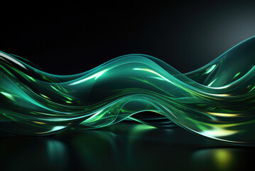 futuristic abstract green background in the form of a wave