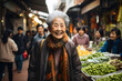 Chinese senior woman visiting markets