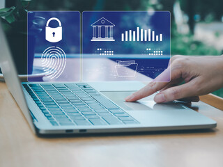 Wall Mural - cybersecurity and privacy on access confidential way business on cyber, internet network security te