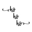 Saludo de Santa. Logo con letras de la palabra en texto manuscrito Ho Ho Ho con raya de decoración de caligrafía para su uso en tarjetas y felicitaciones de Navidad