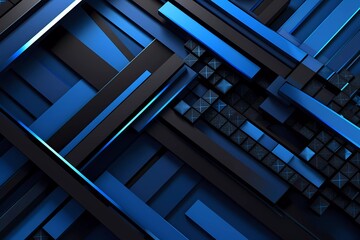 Sticker - abstract geometric diagonal 3d background combination of blue and black with white lines. generative ai