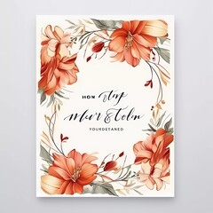 Poster - wedding card template with beautiful hand drawn floral frame. generative ai