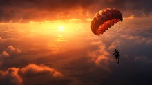 Sky Diving In The Sunset