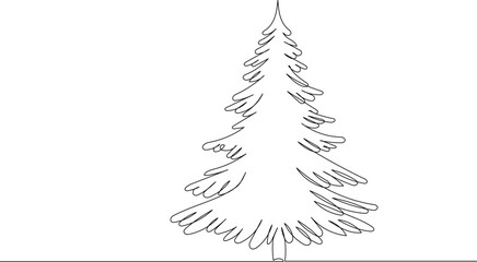 Wall Mural - Christmas tree continuous line drawing on white background vector