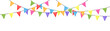 Watercolor carnival garland with flags. Decorative colorful party pennants for birthday celebration, festival and fair decoration.