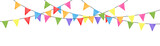 Fototapeta  - Watercolor carnival garland with flags. Decorative colorful party pennants for birthday celebration, festival and fair decoration.