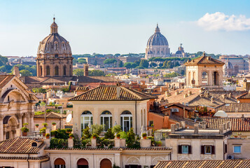 Wall Mural - Rome cityscape with dome of St. Peter's basilica in Vatican