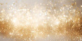 Fototapeta  - Abstract gold glitter lights background  Golden backdrop with glitter, sequins. Celebration, festive, event. Bokeh effect. Trendy design for Christmas AI Generative 