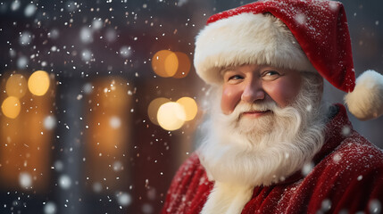Wall Mural - Winter background with Santa Claus. New Year image with Copy space.