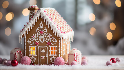 Wall Mural - Winter background with Christmas gingerbread. New Year image with Copy space.